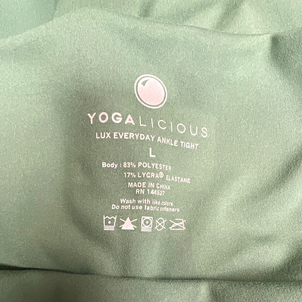 Yogalicious Lux Everyday Women's Solid Green L Ankle Leggings Yoga Stretch
